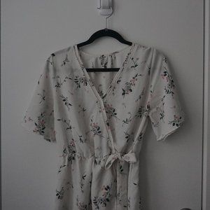 White Flower Blouse Top
